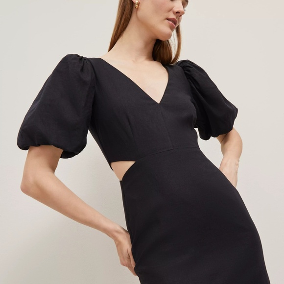 NWT Ann Taylor- Petite Linen Blend Cutout Dress - Picture 3 of 5